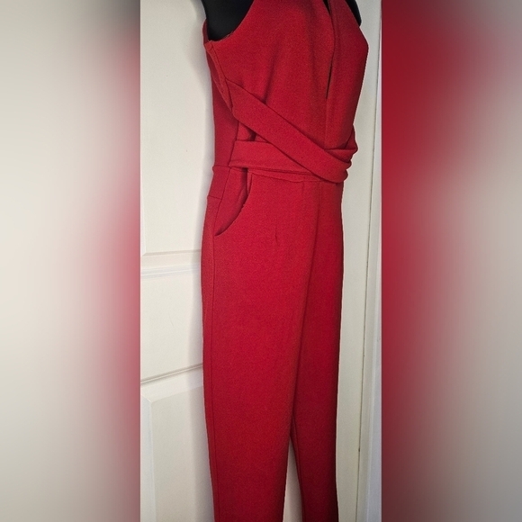 Good Time Womens Red Halter Jumpsuit One Piece Onsie - Picture 3 of 4